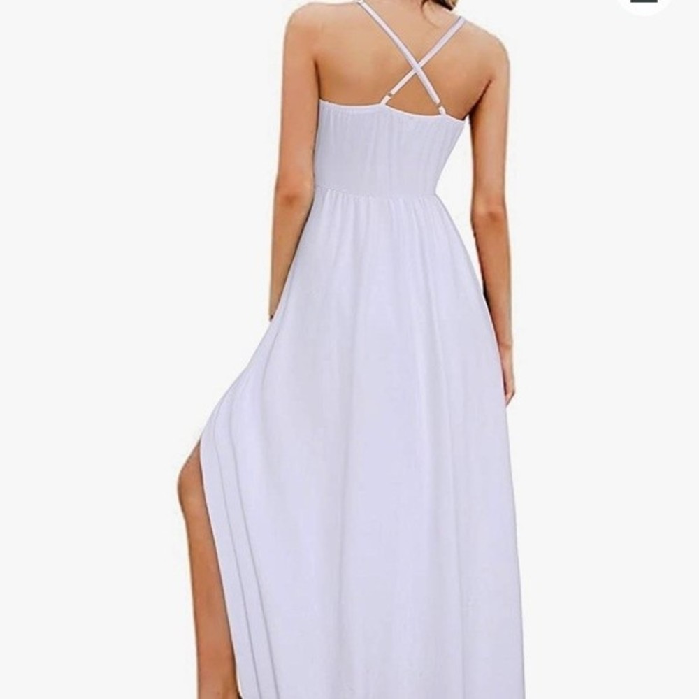 Women's Deep V-Neck Casual Summer Backless Split Maxi Dress. - Picture 3 of 5